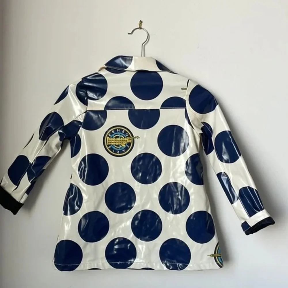 Kenzo Navy and White Polka Dot Raincoat y.